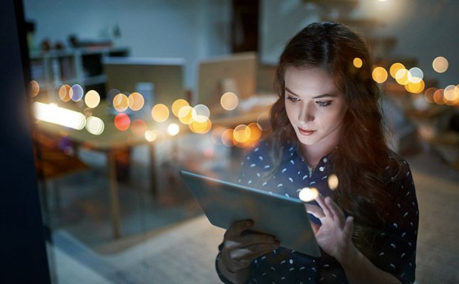 Professionals in Sydney office discussing a business case