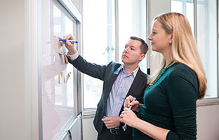 Students looking at a university website