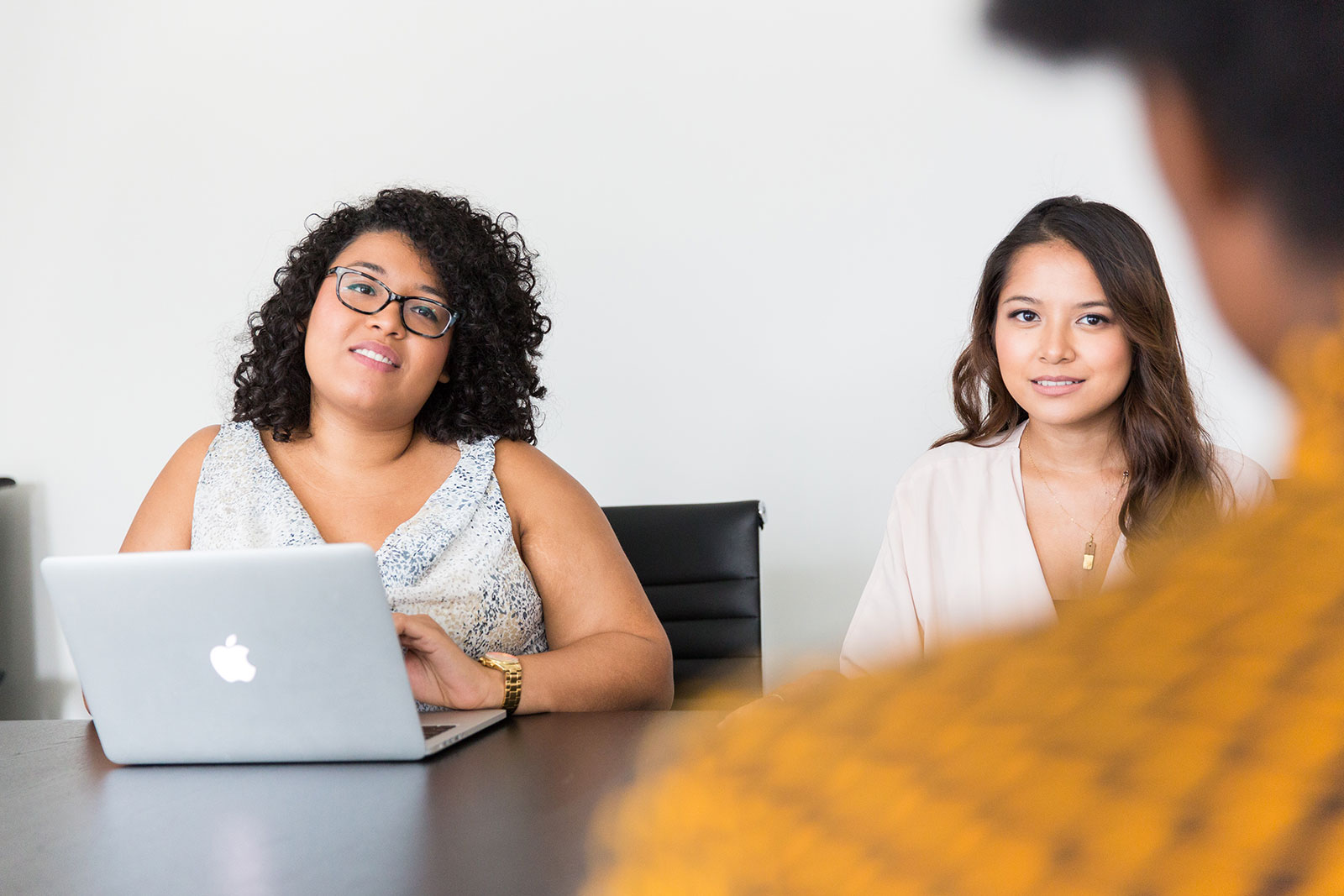 Professional women discussing a website brief