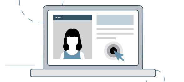 Profile displayed on a laptop screen illustration