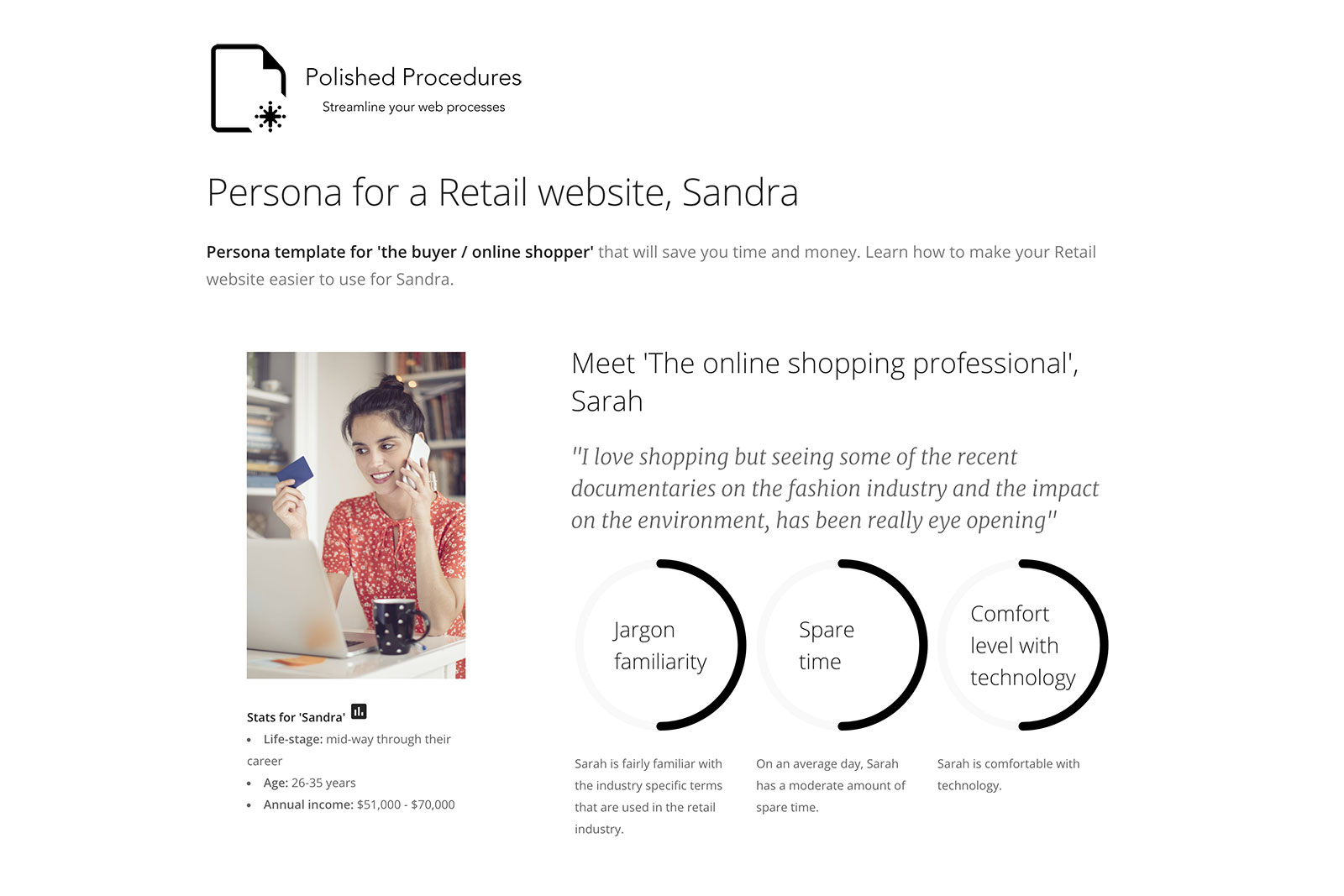 screengrab of a buyer persona