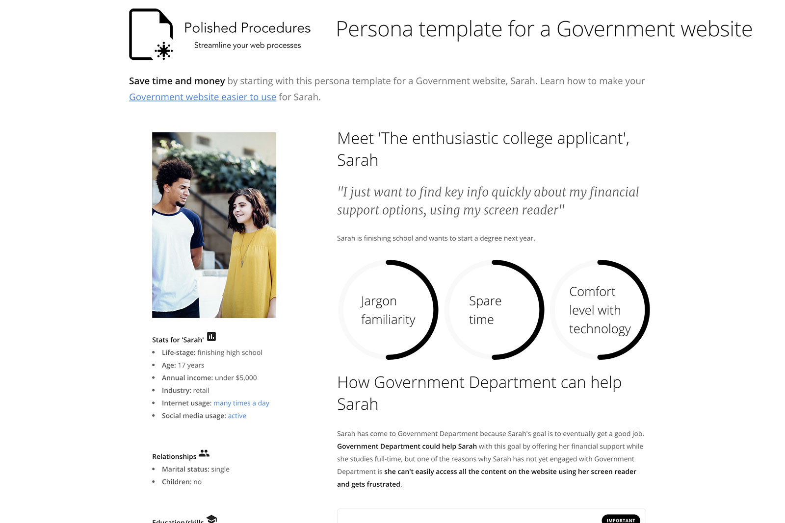 Screen grab of a persona
