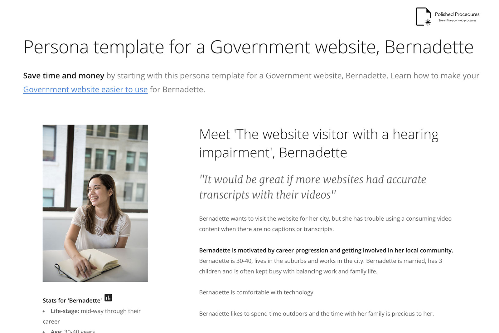 A website visitor with a hearing impairment